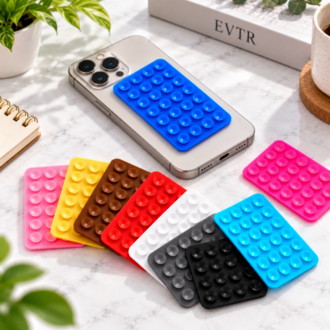 Vantuzlu Silikon Telefon Tutucu – Yapışkanlı Çoklu Vantuzlu