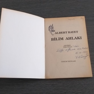 Albert Bayet - Bilim Ahlâkı (İmzalı)