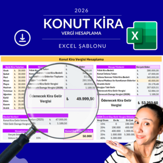 2026 - Konut Kira Gelir Vergisi Hesaplama Excel Şablonu - HEMEN İNDİRİLEBİLİR