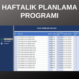 Excel Haftalık Plan Programı – Güncellenebilir & Kolay Kullanım
