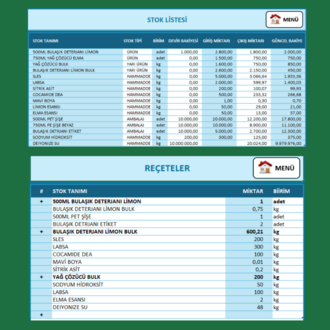 Excel Stok Takip Programı | Üretim Takip Programı | Depo Takip Programı | Mrp Programı