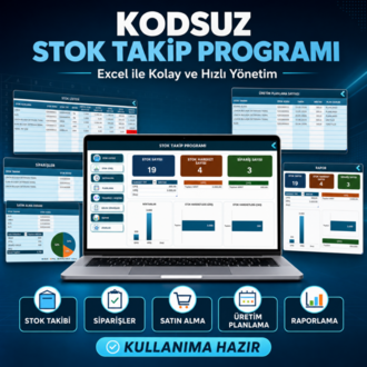 Excel Stok Takip Programı | Stok, Sipariş, Satın Alma ve Üretim Yönetimi (Düzenlenebilir)