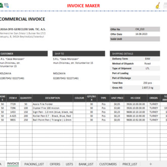 Excel Vba Proforma ve Fatura Oluşturucu | İhracat Fatura & Proforma | Packing List Oluşturucu