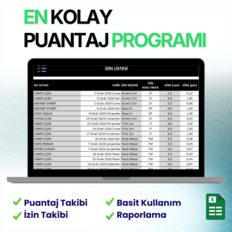 Excel Puantaj Takip Programı – En Kolay Personel Takibi