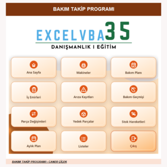 Bakım Planlama PM Programı | Excel Bakım Takip Şablonu | Windows ve macOS Uyumlu