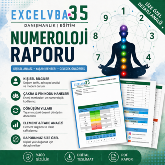 Excel Numeroloji Analiz Programı | İsim & Doğum Tarihi Analizi + İsim Değişikliği Raporu