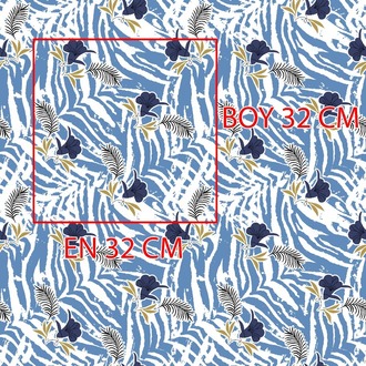 Mavi Zambak Çiçekli Zebra Dokulu Desen Tasarımı