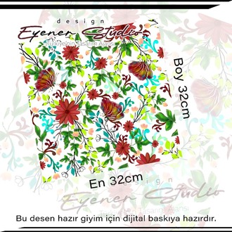 Dijital efektli bahçe çiçekleri desen tasarımı