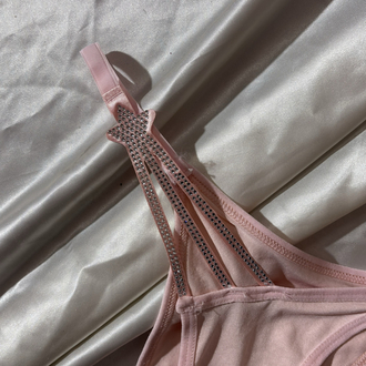 Pembe yıldız detaylı push-up dolgulu sütyen takımı