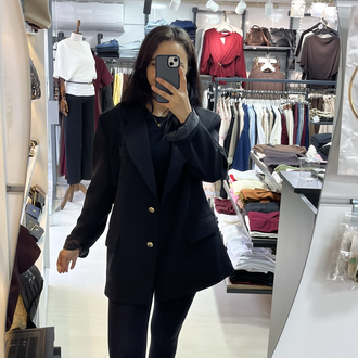 Oversize iç astarlı gold düğmeli ceket
