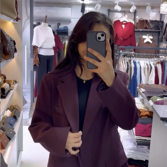 Oversize iç astarlı gold düğmeli ceket