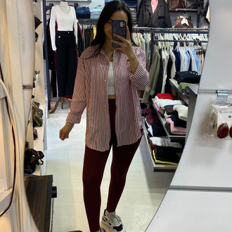 Çizgili taş dizayn uzun kol gömlek 