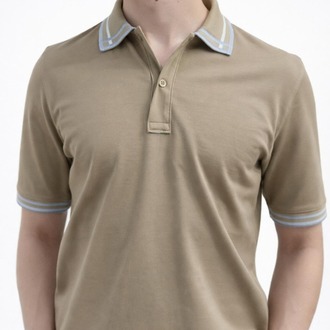 Erkek Kahverengi Kol,Yaka Desenli Polo T-Shirt
