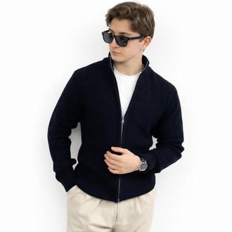 Erkek Lacivert Full-Zip Hırka