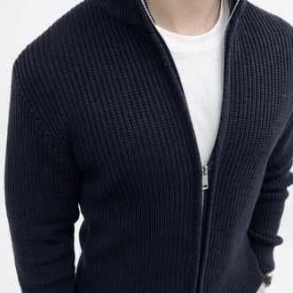 Erkek Lacivert Full-Zip Hırka