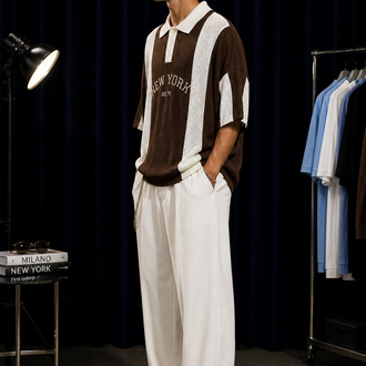 Oversize Delikli Triko Polo – Kahverengi