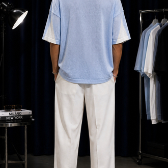 Oversize Delikli Triko Polo Yaka T-Shirt