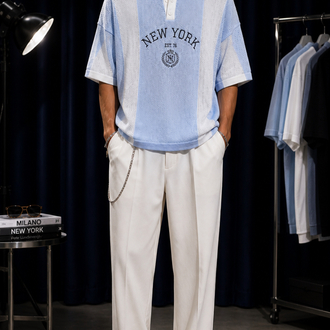 Oversize Delikli Triko Polo Yaka T-Shirt