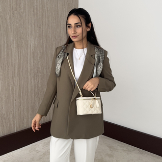 Kutu Model El Ve Çapraz Çanta Krem