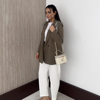 Kutu Model El Ve Çapraz Çanta Krem
