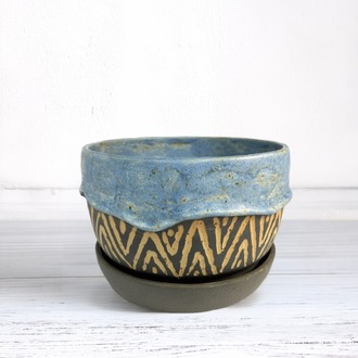 Stoneware Saksı + Tabak Seti