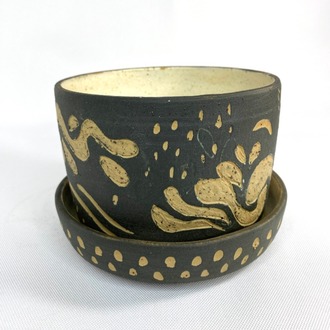 Stoneware Saksı & Tabak Seti
