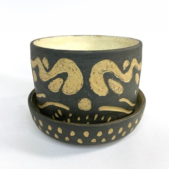 Stoneware Saksı & Tabak Seti