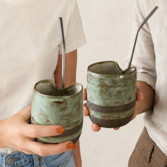 Pipetli Stoneware Bardak