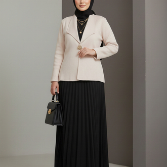Bej Rengi Triko Blazer Ceket
