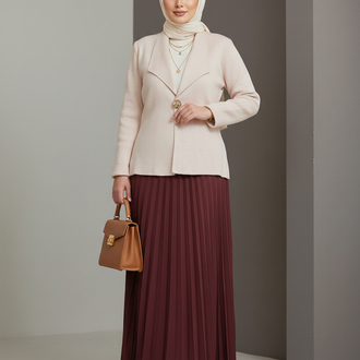 Bej Rengi Triko Blazer Ceket