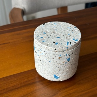 Mavi Taşlı Terrazzo Kavanoz