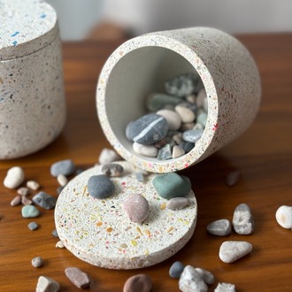 Renkli Taşlı Terrazzo Kavanoz
