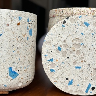 Mavi Taşlı Terrazzo Kavanoz