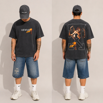 Baskılı Yıkamalı Owersize Tshirt