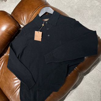 Loro Piana Yün Siyah Polo Yaka