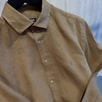 Zegna Toprak Keten Gömlek(Linen)