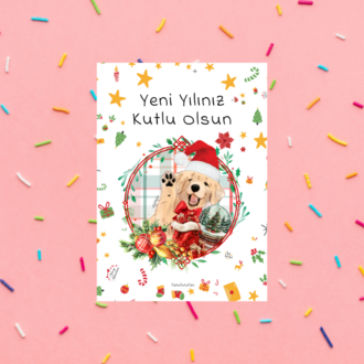 Köpüşlü Yılbaşı Kartı Simli 3 adet