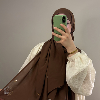 Kahve Sharqiaa Serpme Swarovski Premium Şal 