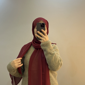 Bordo Dubai Premium Chiffon Şal