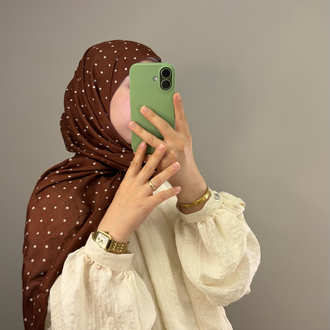 kahve Polka Dots Nefes Şal