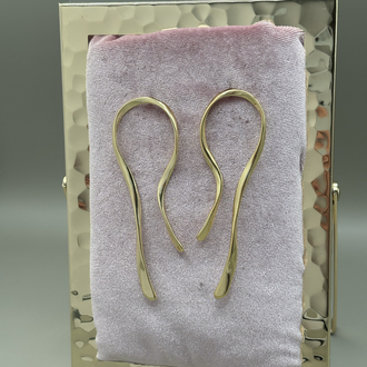 Kadın Kararmaz Çelik Organik Form Minimal Gold Küpe