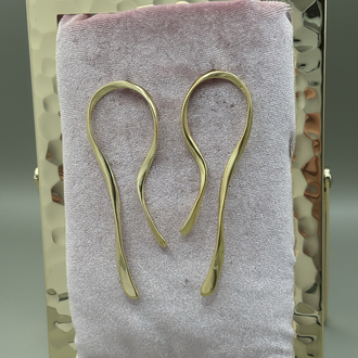 Kadın Kararmaz Çelik Organik Form Minimal Gold Küpe