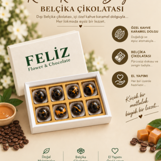 Feliz Flower Studio 8’li Kahve Karamel Dolgulu Belçika Çikolatası
