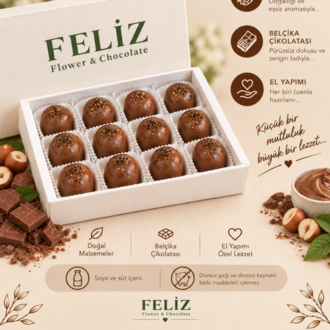 Feliz Flower Studio 15’li Fındık Ezmeli Dolgulu Belçika Çikolatası
