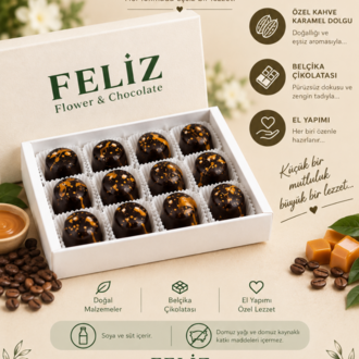 Feliz Flower Studio 15’li Kahve Karamel Dolgulu Belçika Çikolatası