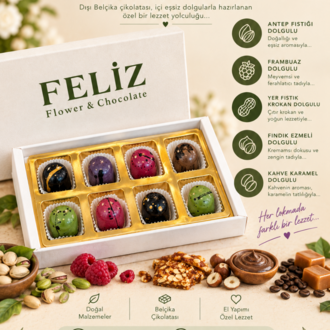 Feliz Flower Studio 8’li Karışık Dolgulu Belçika Çikolatası
