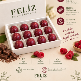 Feliz Flower Studio 15’li Frambuaz Dolgulu Belçika Çikolatası