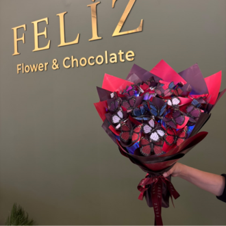 Feliz Flower Studio Renkli Premium Kelebek Buketi – Özel Tasarım Hediye