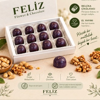 Feliz Flower Studio 15’li Yer Fıstık Krokan Dolgulu Belçika Çikolatası