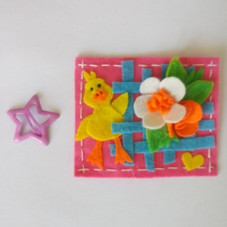 Keçe Ördek ve Çiçek Figürlü Buzdolabı Magnet